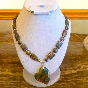 Unakite Beaded Necklace NWOT